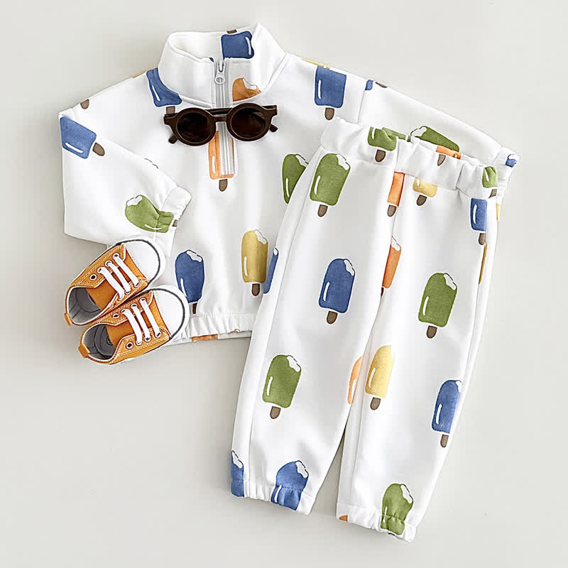 Baby 2-Piece Popsicle Zipper White Set
