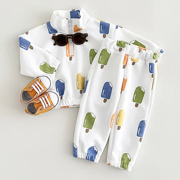 Baby 2-Piece Popsicle Zipper White Set