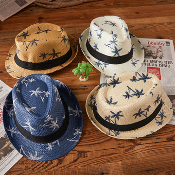 Family Matching Tree Print Straw Hat