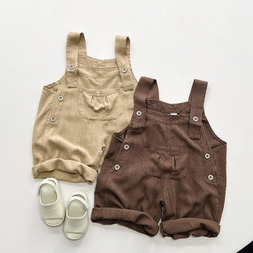 Toddler Retro Linen Earthy Color Overalls