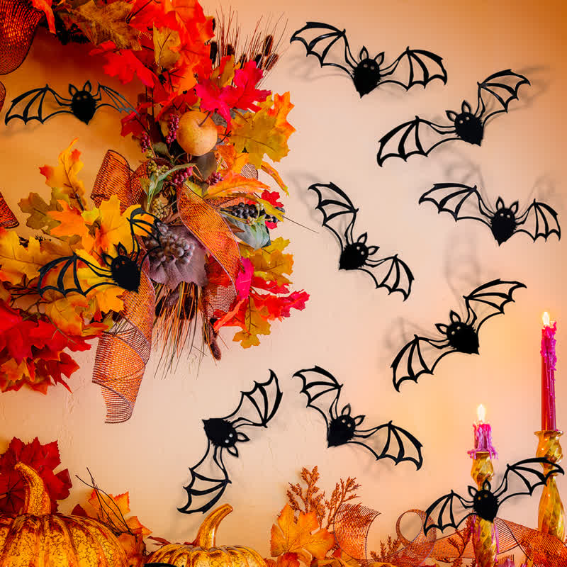 12pcs Halloween 3D Hollow Bat Wall Stickers