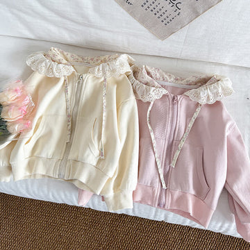 Toddler Lace Flower Hooded Sweet Coat