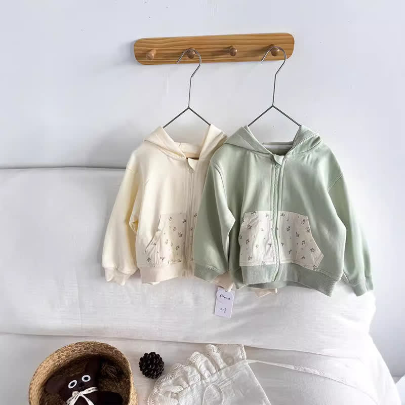 Toddler Flower Pocket Hooded Sweet Coat