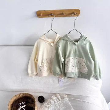 Toddler Flower Pocket Hooded Sweet Coat