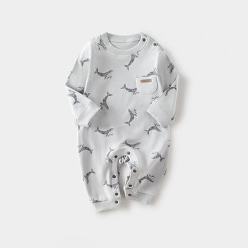 Baby Blue Whale Pocket Romper