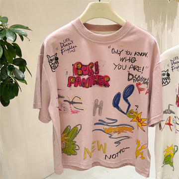 Toddler Graffiti Slogan Pattern Pink T-shirt