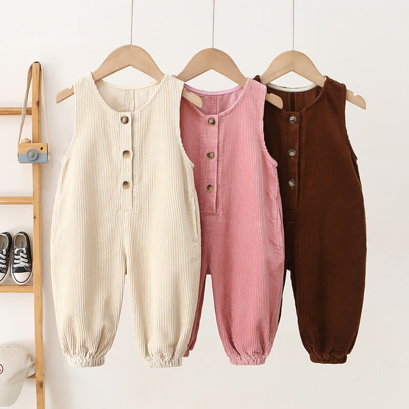Toddler Lovely Button Corduroy Overalls