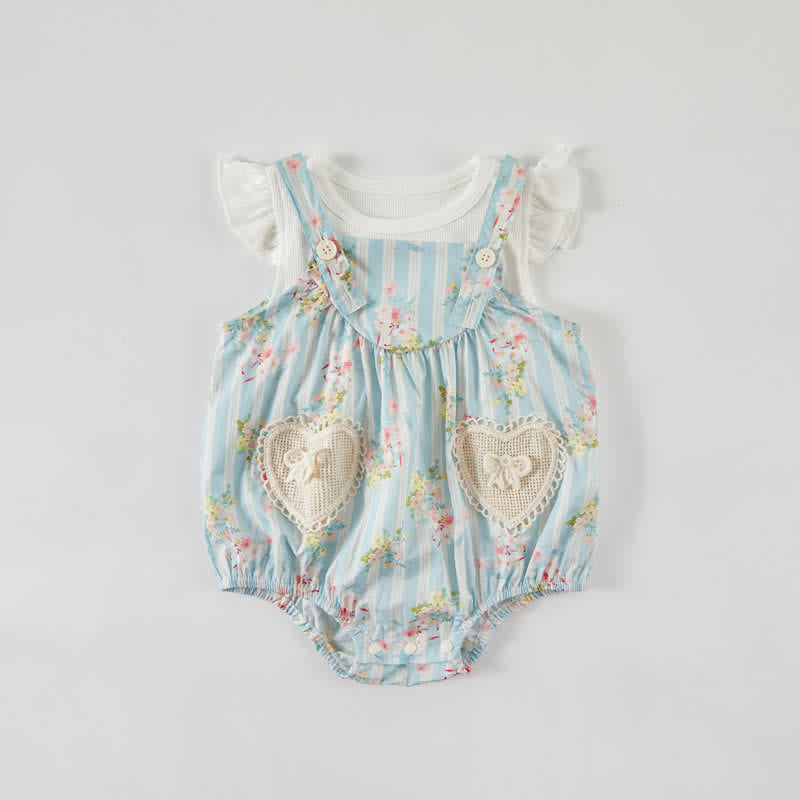 Baby 2-Piece Blue Striped Flower Set