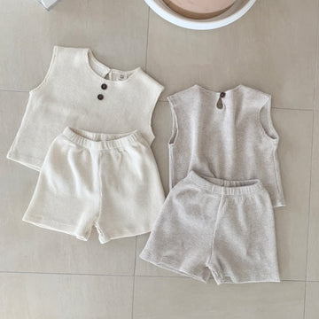 Baby Toddler 2-Piece Sleeveless Solid Color Set