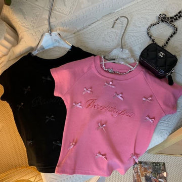 BEWITHYOU Kid Girl Pink Bows Top