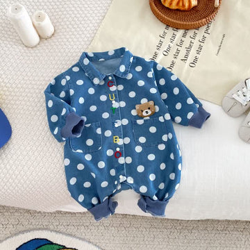 CUTE BOY Baby Bear Denim Romper