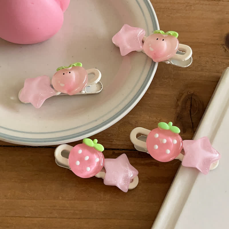 Baby Star Peach Strawberry Hair Clips