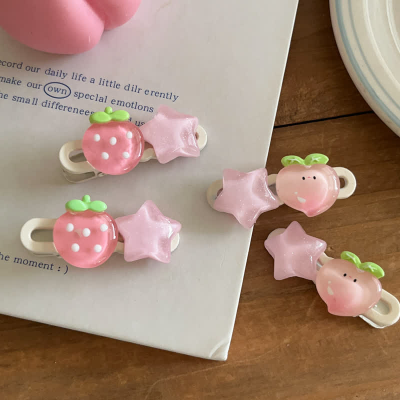 Baby Star Peach Strawberry Hair Clips