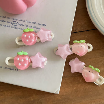 Baby Star Peach Strawberry Hair Clips