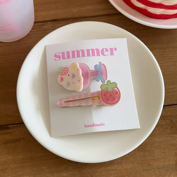 1 Pair Baby Strawberry Ice Cream Hair Clips