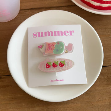 1 Pair Baby Strawberry Bow Ice Cream Hair Clips