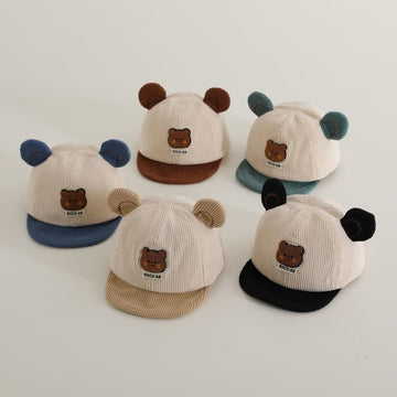 Baby Bear 3D Ears Corduroy Peaked Cap