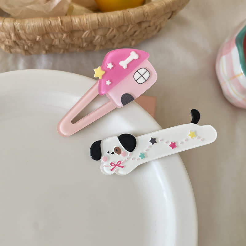 1 Pair Baby Star Dog House Hair Clips