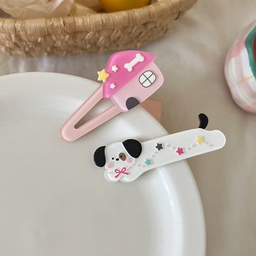 1 Pair Baby Star Dog House Hair Clips
