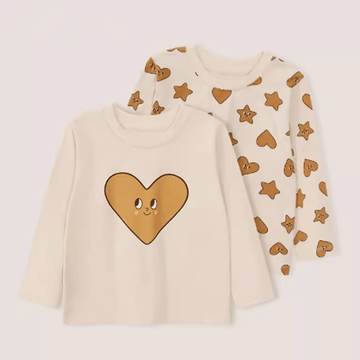 Baby Toddler Heart Star Beige T-shirt