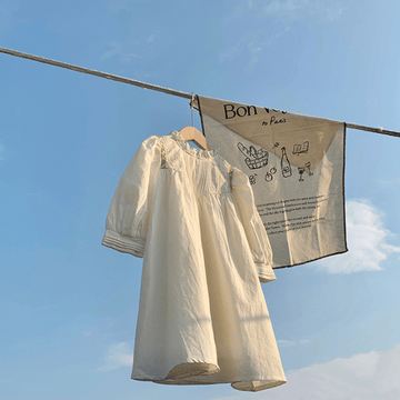 Kid Girl French Pleated Stand Collar Embroidery Dress