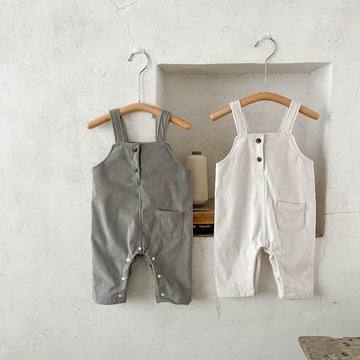 Baby Corduroy Button Solid Color Overalls