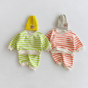 Baby 2-Piece Striped Soft Sweatsuit Set