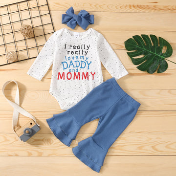 LOVE DADDY MOMMY Baby 2-Piece Set with Headband