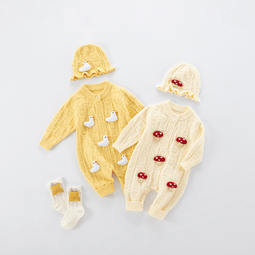 Baby 3D Duck Mushroom Romper with Hat