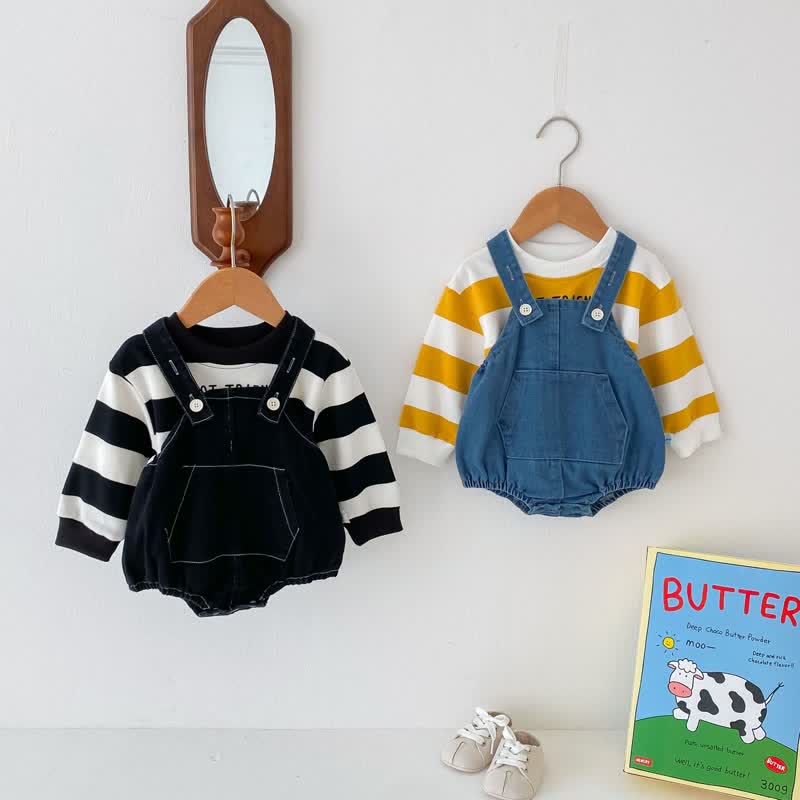 Baby Solid Color Denim Lovely Overalls