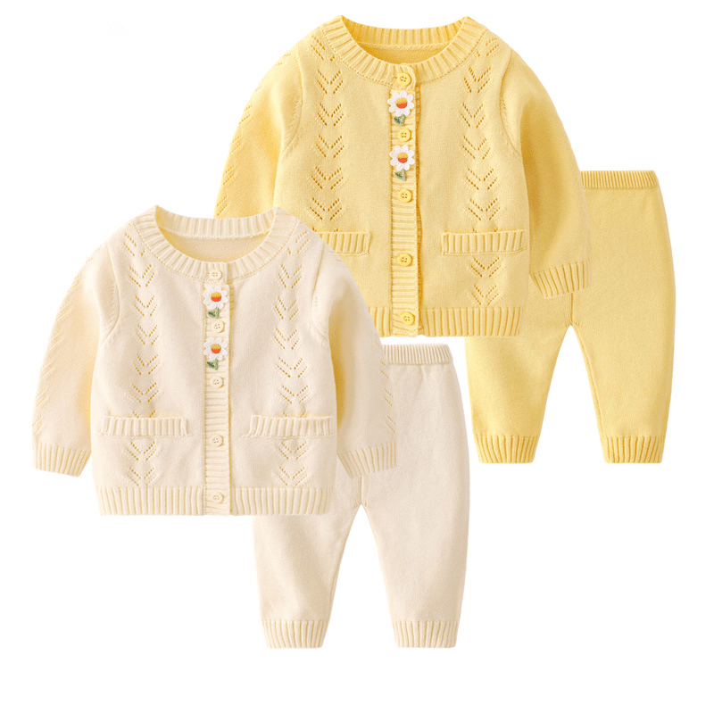 Baby 2-Piece Double Flower Knitted Set
