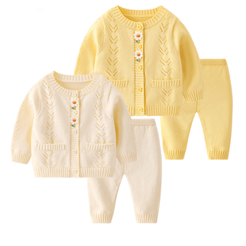 Baby 2-Piece Double Flower Knitted Set