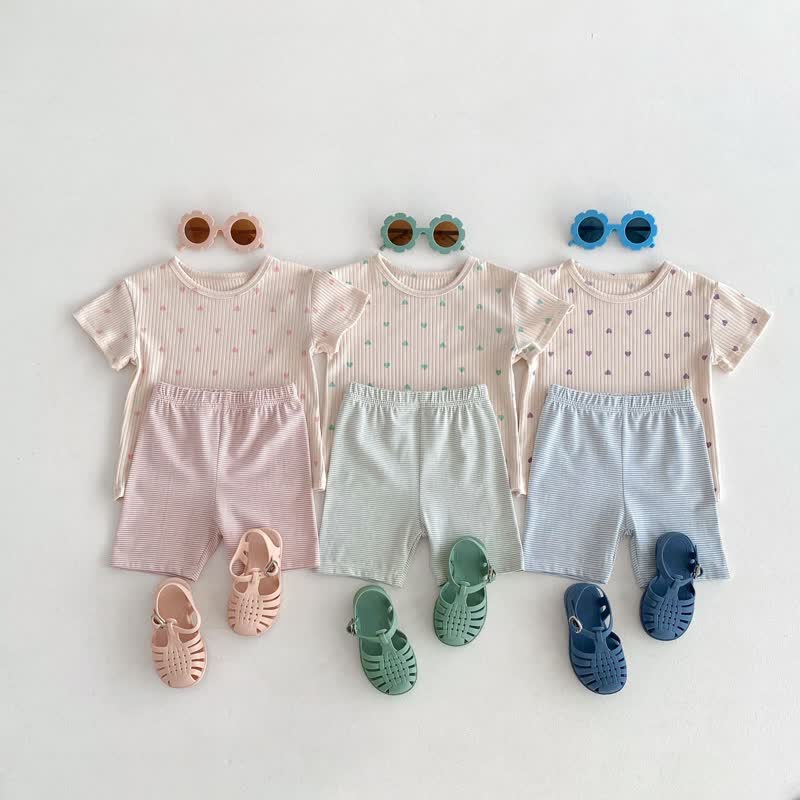 Toddler 2-Piece Heart Striped Pajamas Set