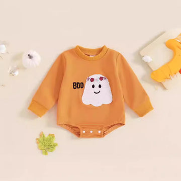 BOO Baby Embroidered Spooky Orange Bodysuit