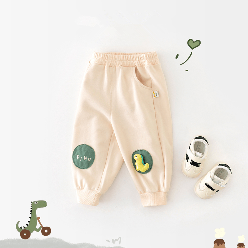 DINO Toddler Patch Beige Jogger Pants