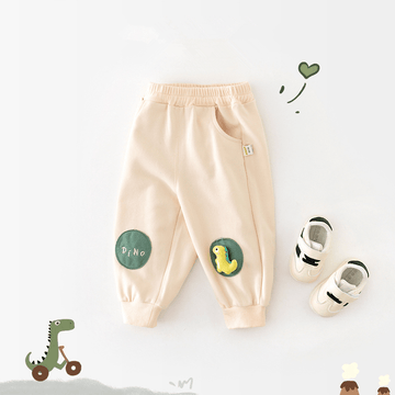 DINO Toddler Patch Beige Jogger Pants