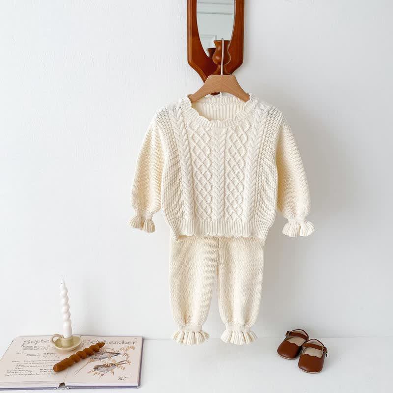 Toddler Solid Color Knitted Sweater Pants