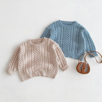 Toddler Twist Solid Color Knitted Sweater