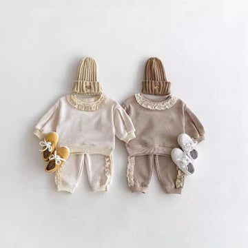 Baby 2-Piece Lace Waffle Sweatsuit Set