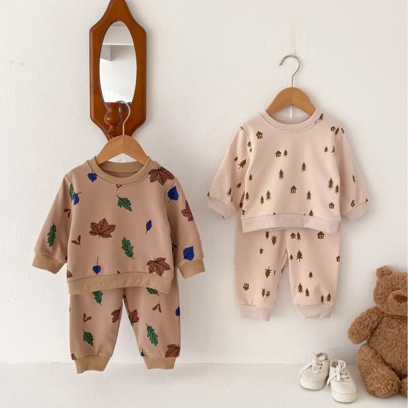 Baby 2-Piece Leaves Tree Sweatsuit Set