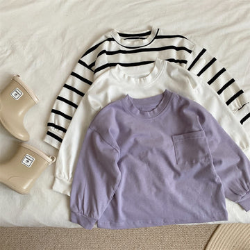 Toddler Pocket Solid Color Simple T-shirt