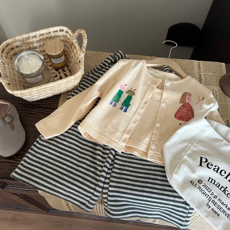 Toddler Striped Bunny Coat/Camisole/Pants