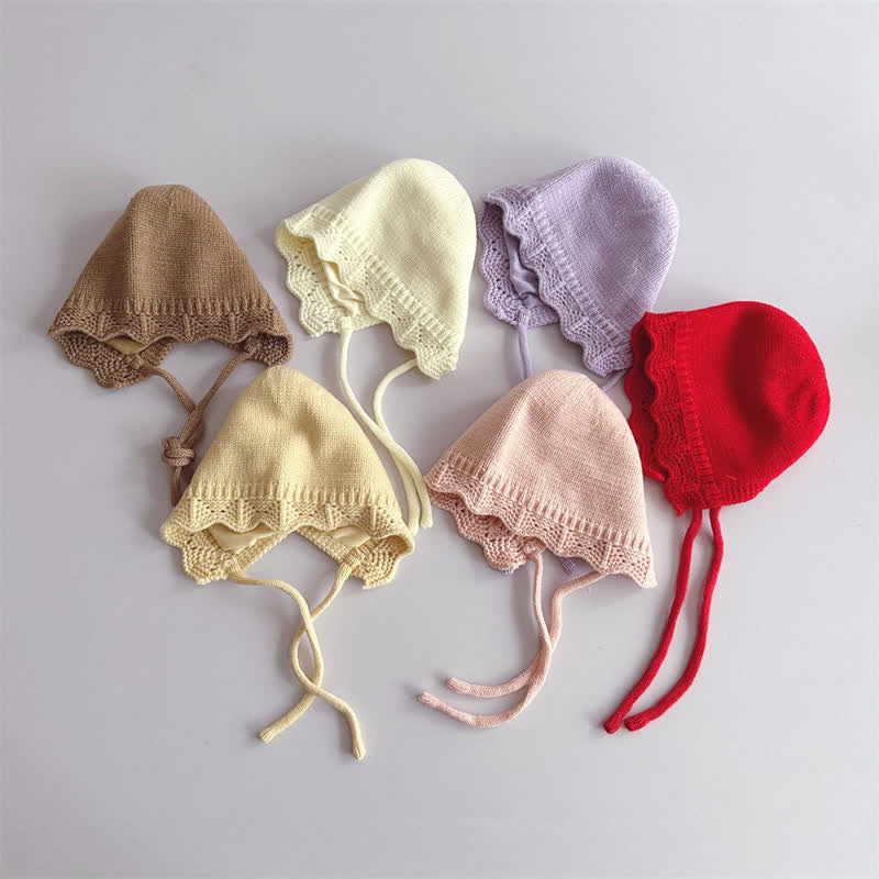 Baby Lovely Solid Color Knitted Bonnet
