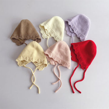 Baby Lovely Solid Color Knitted Bonnet