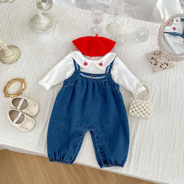 Baby Embroidered Mushroom Lovely Overalls/T-Shirt