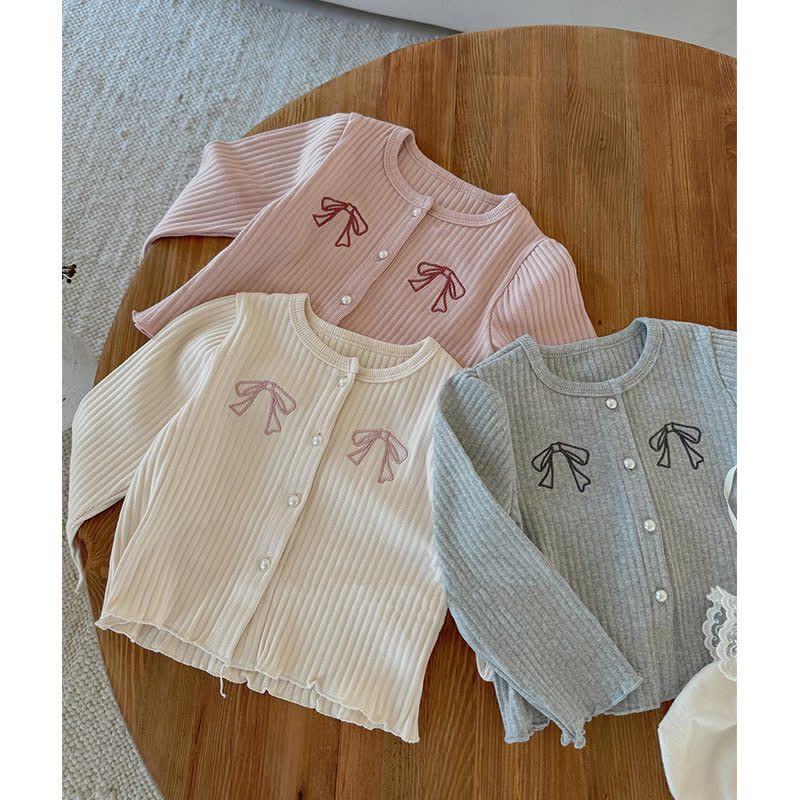 Kid Girl Bows Knit Cardigan Sweater