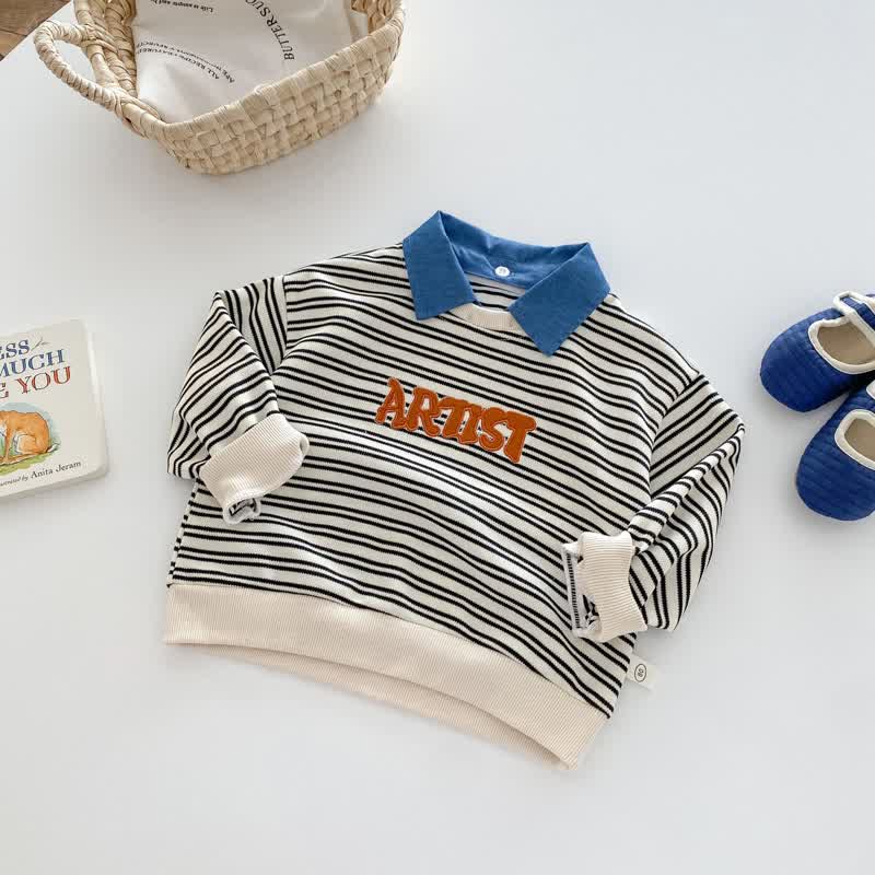 Baby Toddler Polo Striped Beige T-shirt