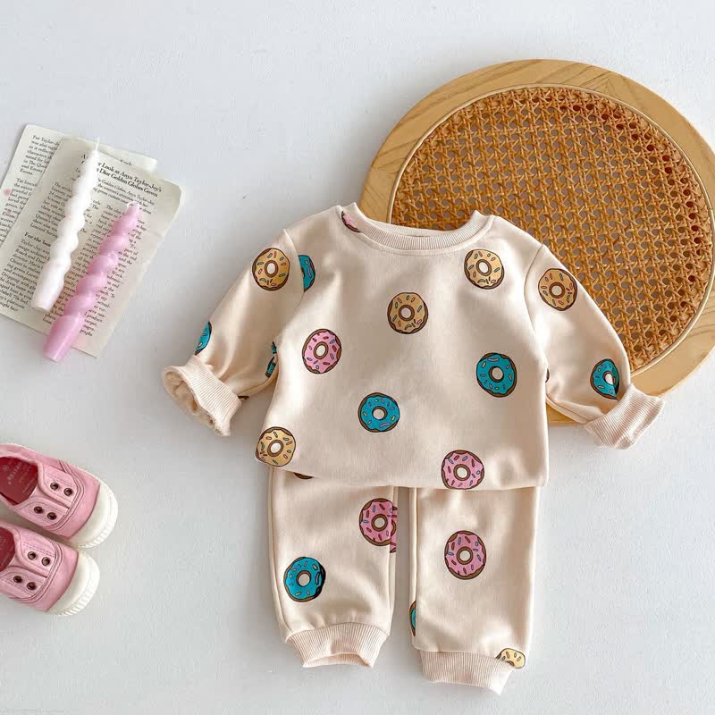 Baby 2-Piece Colorful Doughnut Sweatsuit Set