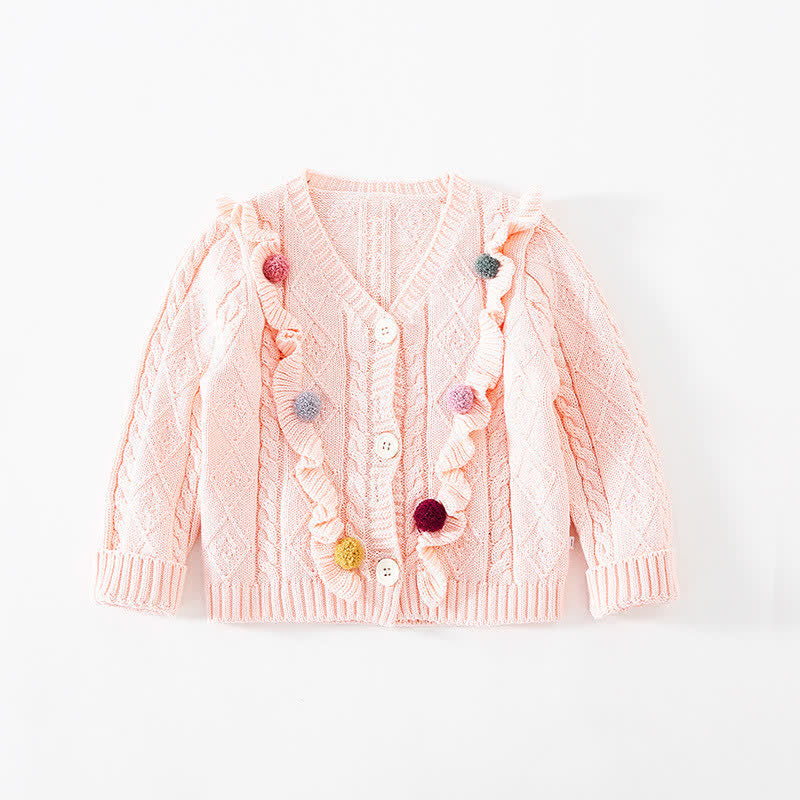 Toddler Hairball Knitted Pleated Lace Cardigan