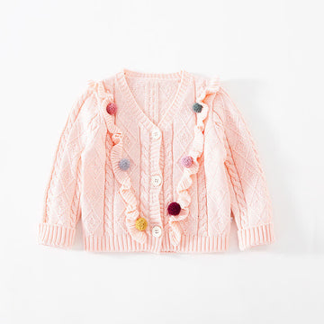 Toddler Hairball Knitted Pleated Lace Cardigan